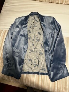 CAbi Blue and White Jaden Jacket (S)